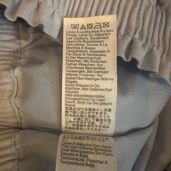 J Crew Blue Linen Cotton City Mini Skirt Paperbag Stretch Waist Size 0 NWT BF230 - Picture 13 of 15